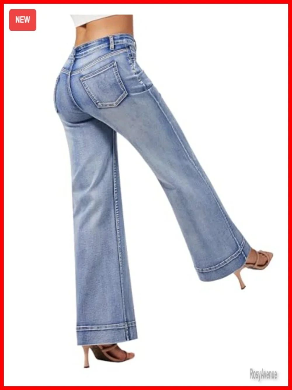 High Waisted Wide Leg Jeans with Stretch - Baggy Loose Fit Denim Pants